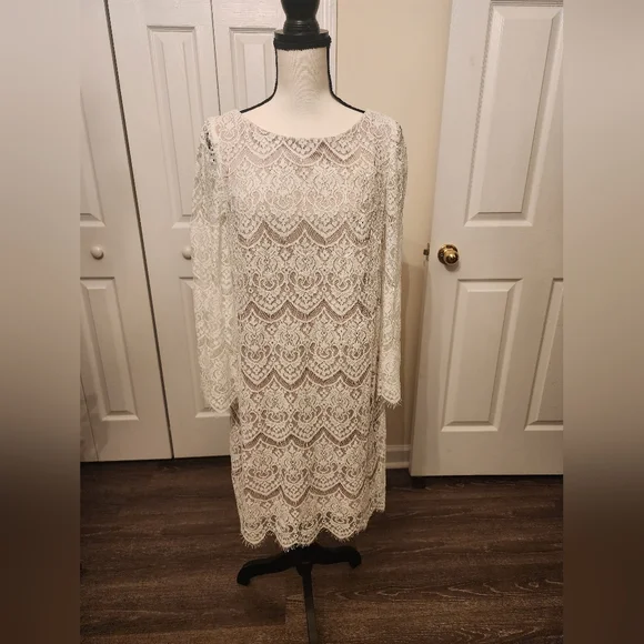 minkpink lace dress MINKPINK Lyria Palm Lace Ivory Mini Dress main image 1